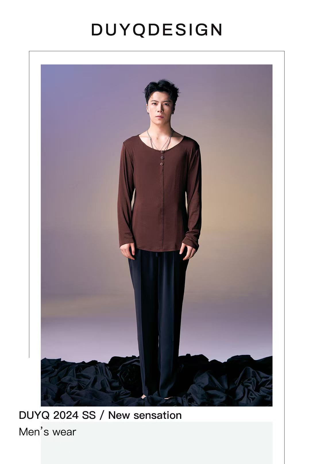 DUYQ.New Men-011 Minimalist Slim-fit Long-sleeve Top - Professional Standard Latin Dance Practice Wear for Daily Use