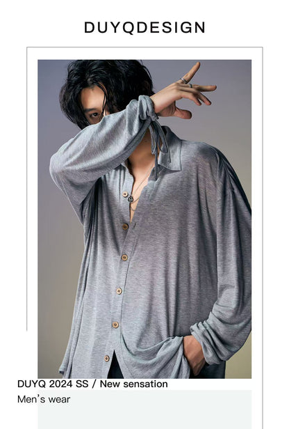 DUYQ.New Men-018 Classic Retro Loose Shirt - Men's Standard Latin Dance Practice Wear
