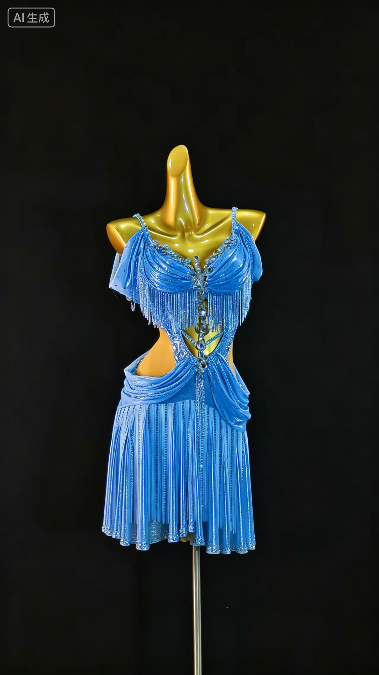 MINEJAS.L519 Silver White Cutout Latin Dance Dress with Fringe & Rhinestones | Custom Rhythm Competition Wear