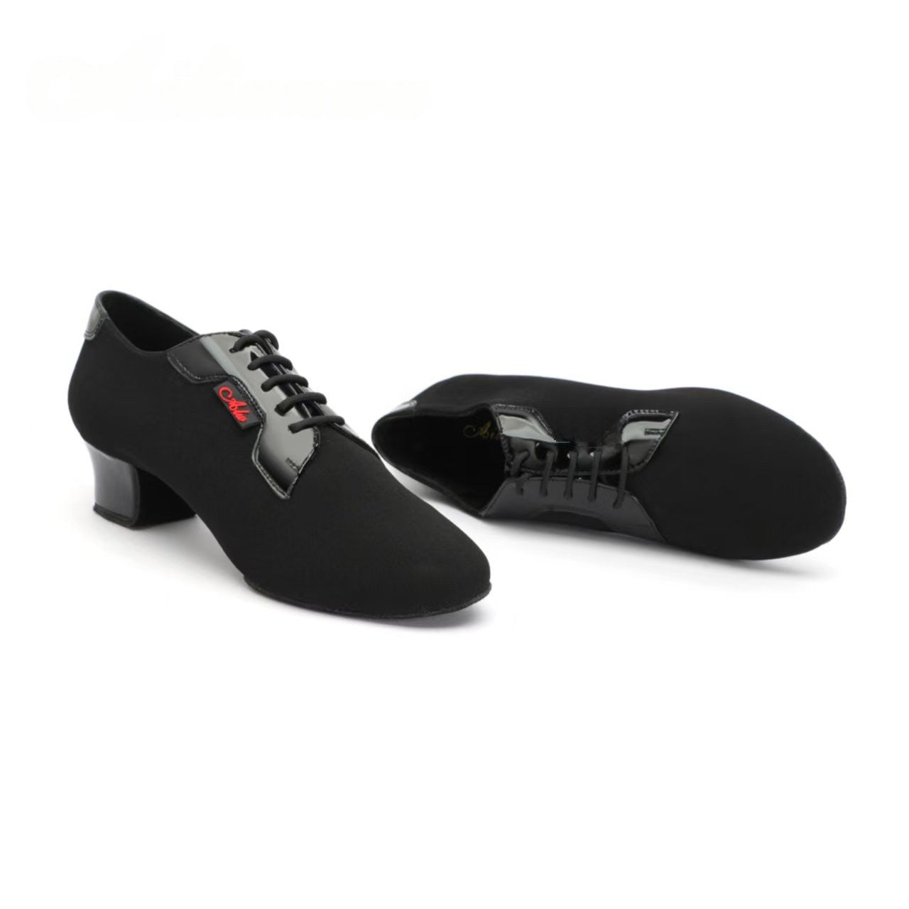 AL.L020ME Men’s Black Latin Dance Shoes Patent Trim Calf Leather Insole