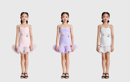 MLX Latin dance practice costume, large skirt suspender top children's dance training performance