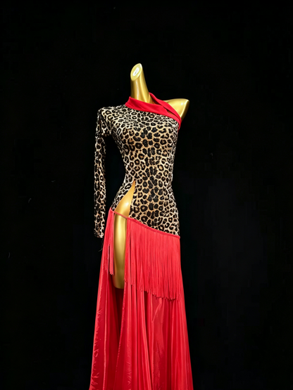 MINEJAS.S014 Leopard print and white hemline American Smooth Costume - Mine·Jas