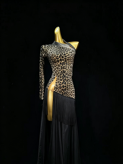 MINEJAS.S014 Leopard print and white hemline American Smooth Costume - Mine·Jas