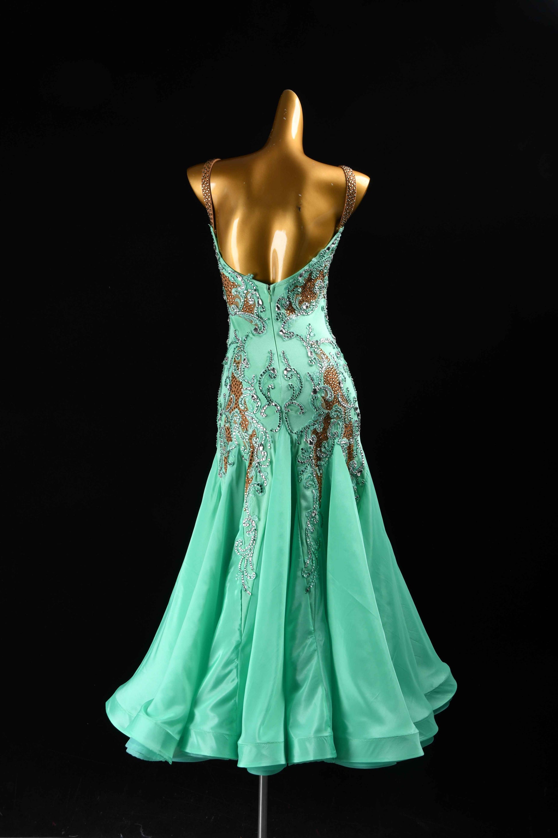 MINEJAS.B375 Mint Green Rhinestone Ballroom Gown