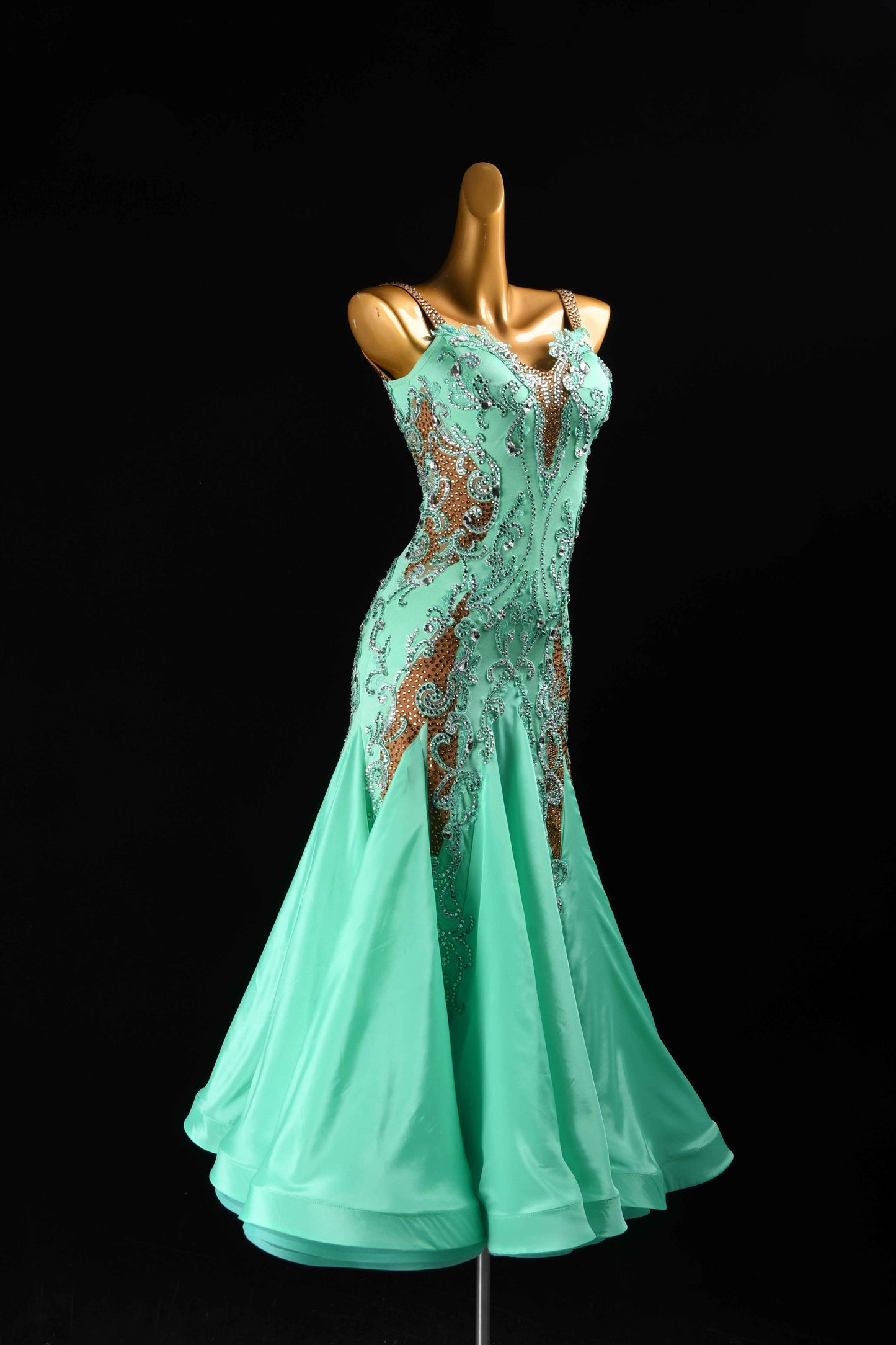 MINEJAS.B375 Mint Green Rhinestone Ballroom Gown