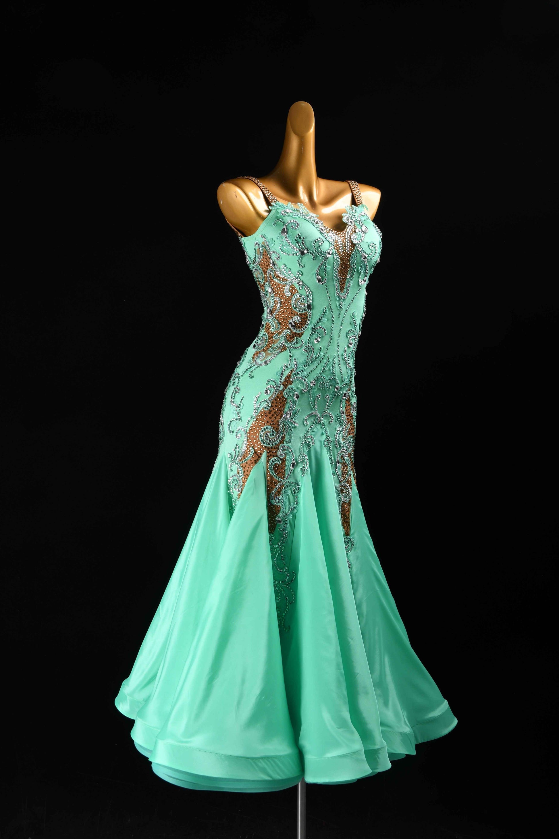 MINEJAS.B375 Mint Green Rhinestone Ballroom Gown
