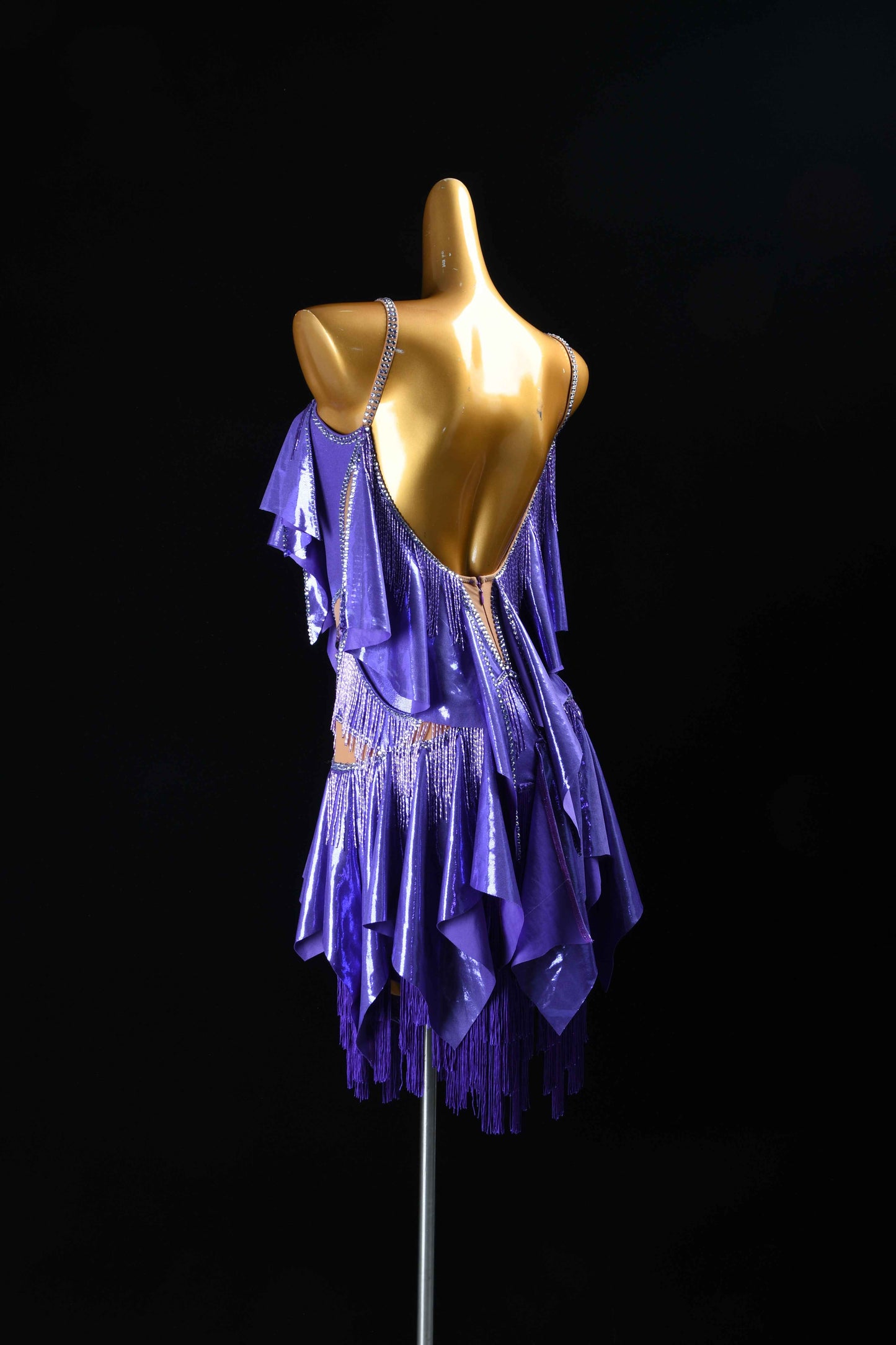 MINEJAS.L101 Purple Ruffle Fringe Latin Samba Stage Costume