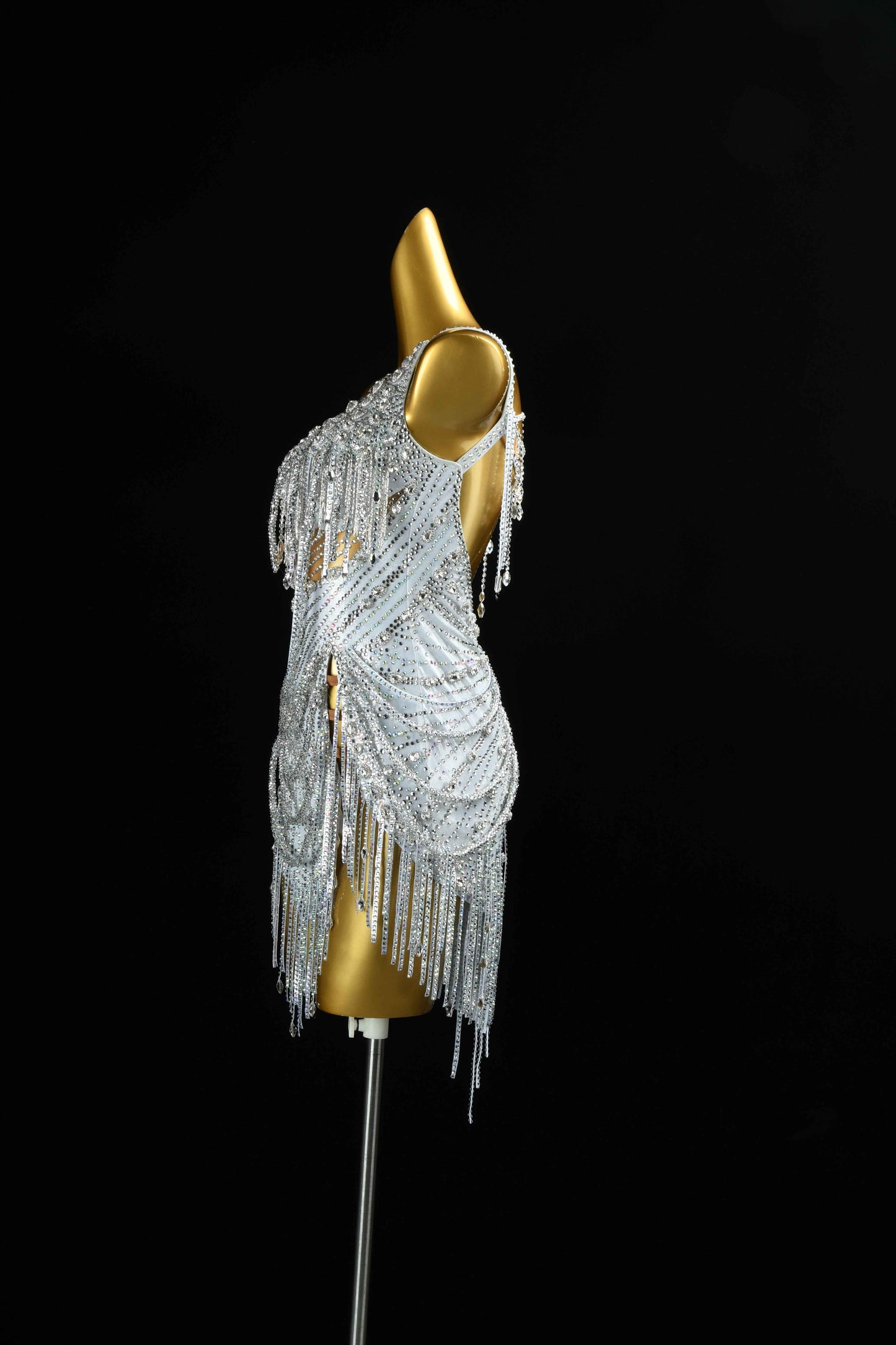 MINEJAS.L414 Silver AB Rhinestone Latin Dance Gown