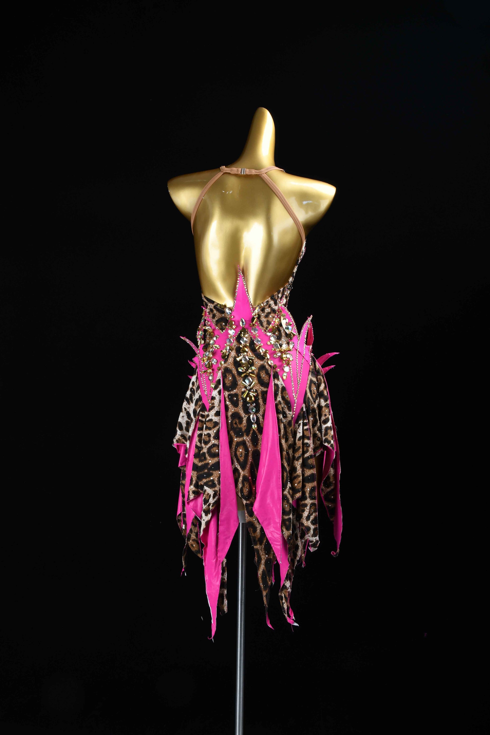 MINEJAS.L081 Pink Leopard Latin Samba Stage Costume