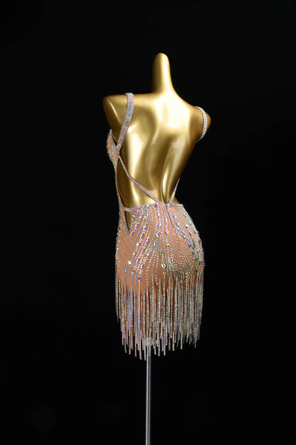 MINEJAS.L108 Nude AB Rhinestone Latin Dance Costume