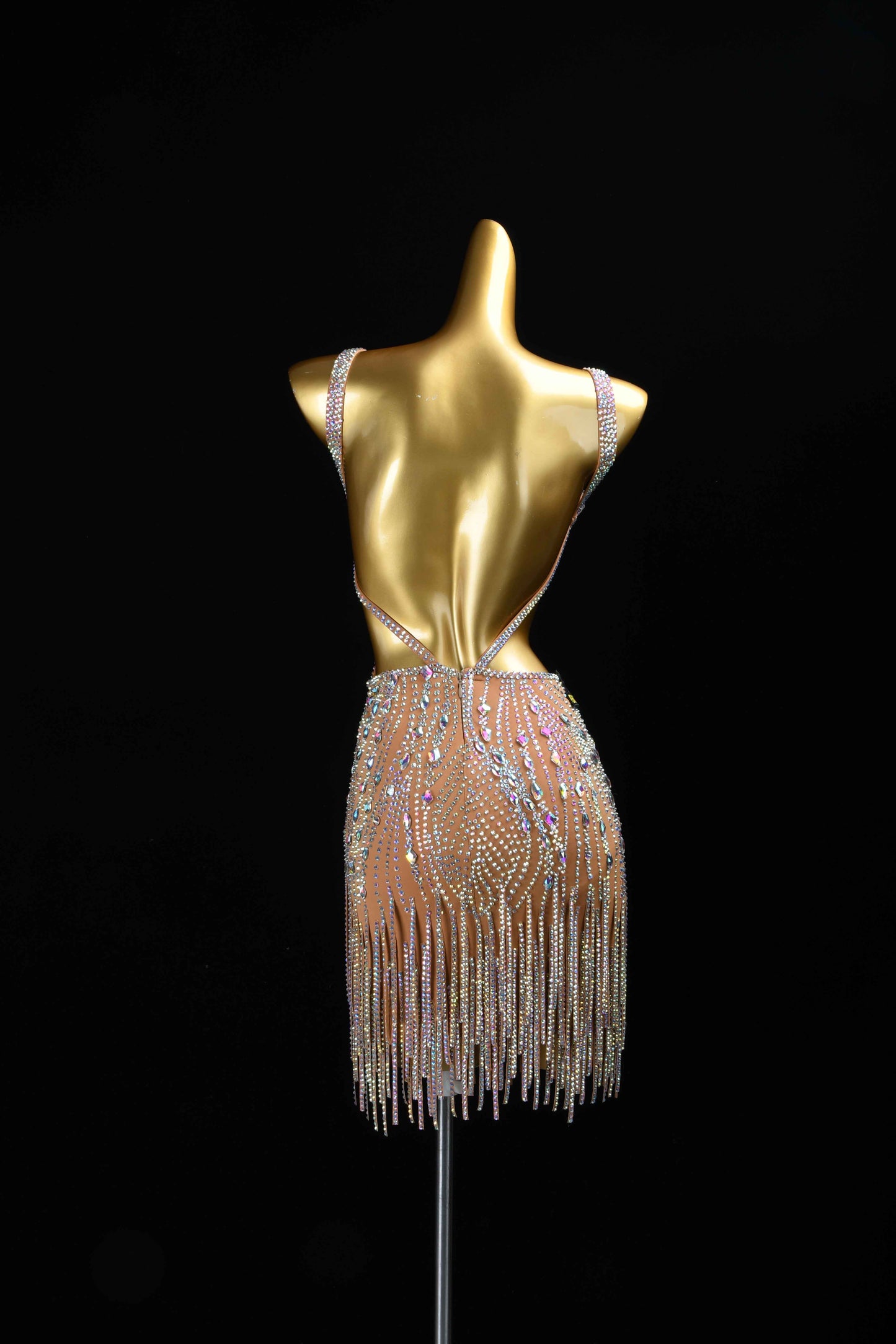 MINEJAS.L108 Nude AB Rhinestone Latin Dance Costume