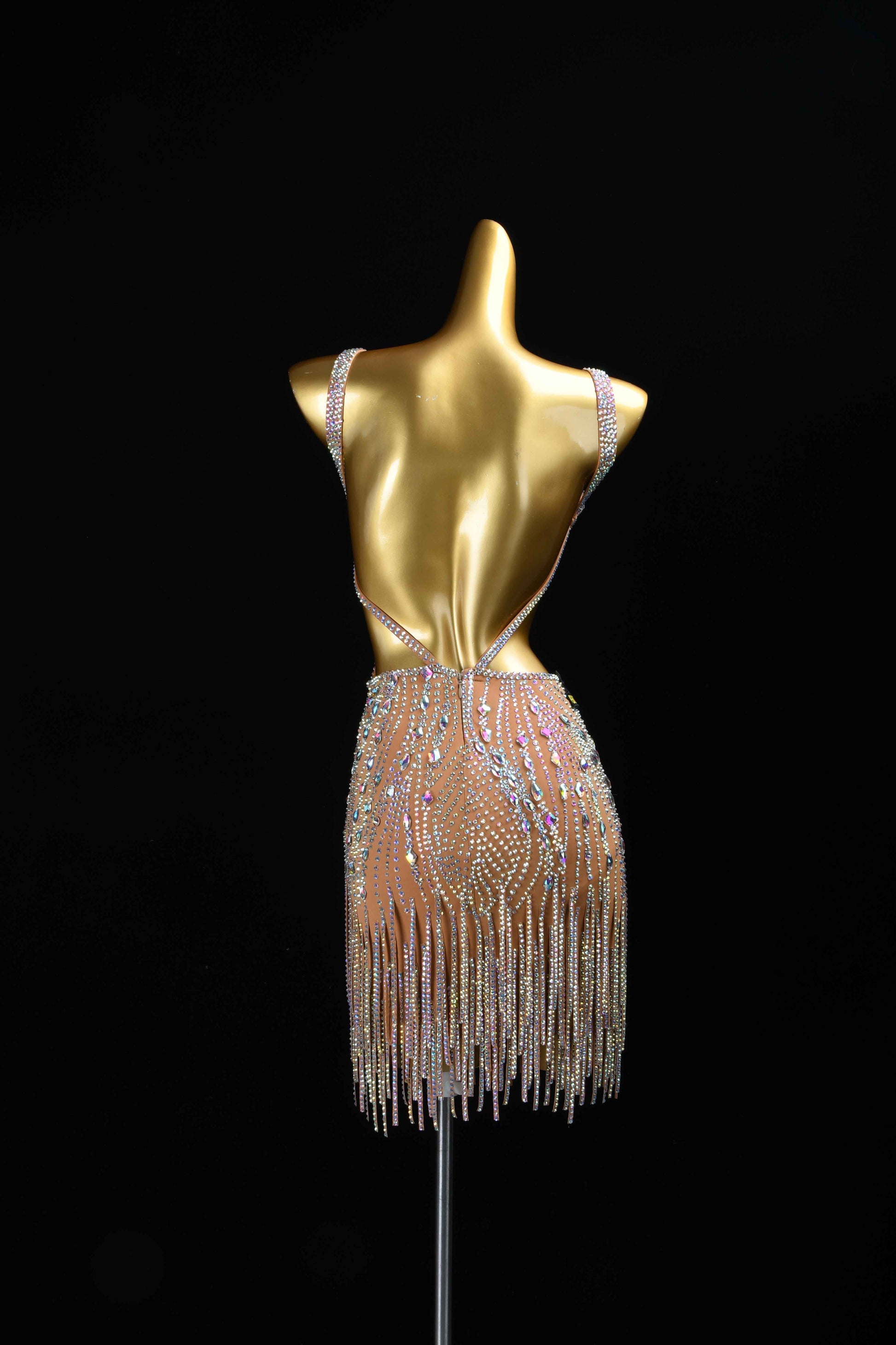 MINEJAS.L108 Nude AB Rhinestone Latin Dance Costume