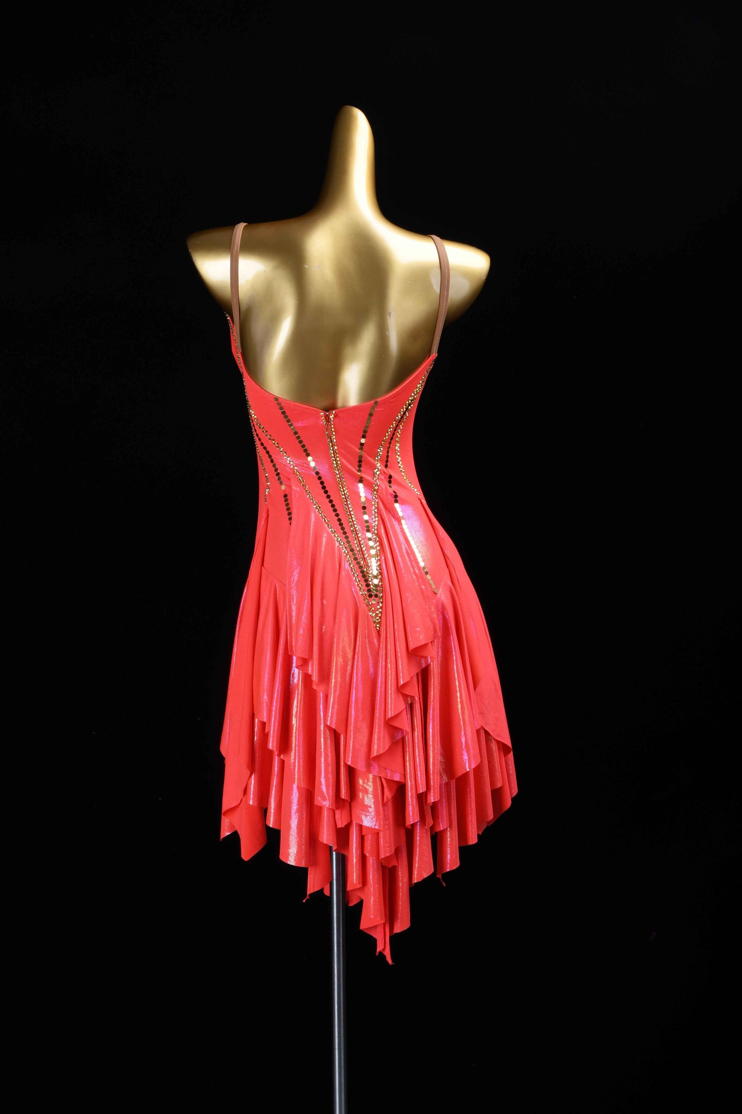 MINEJAS.L426 Red Ruffle Latin Performance Dance Gown