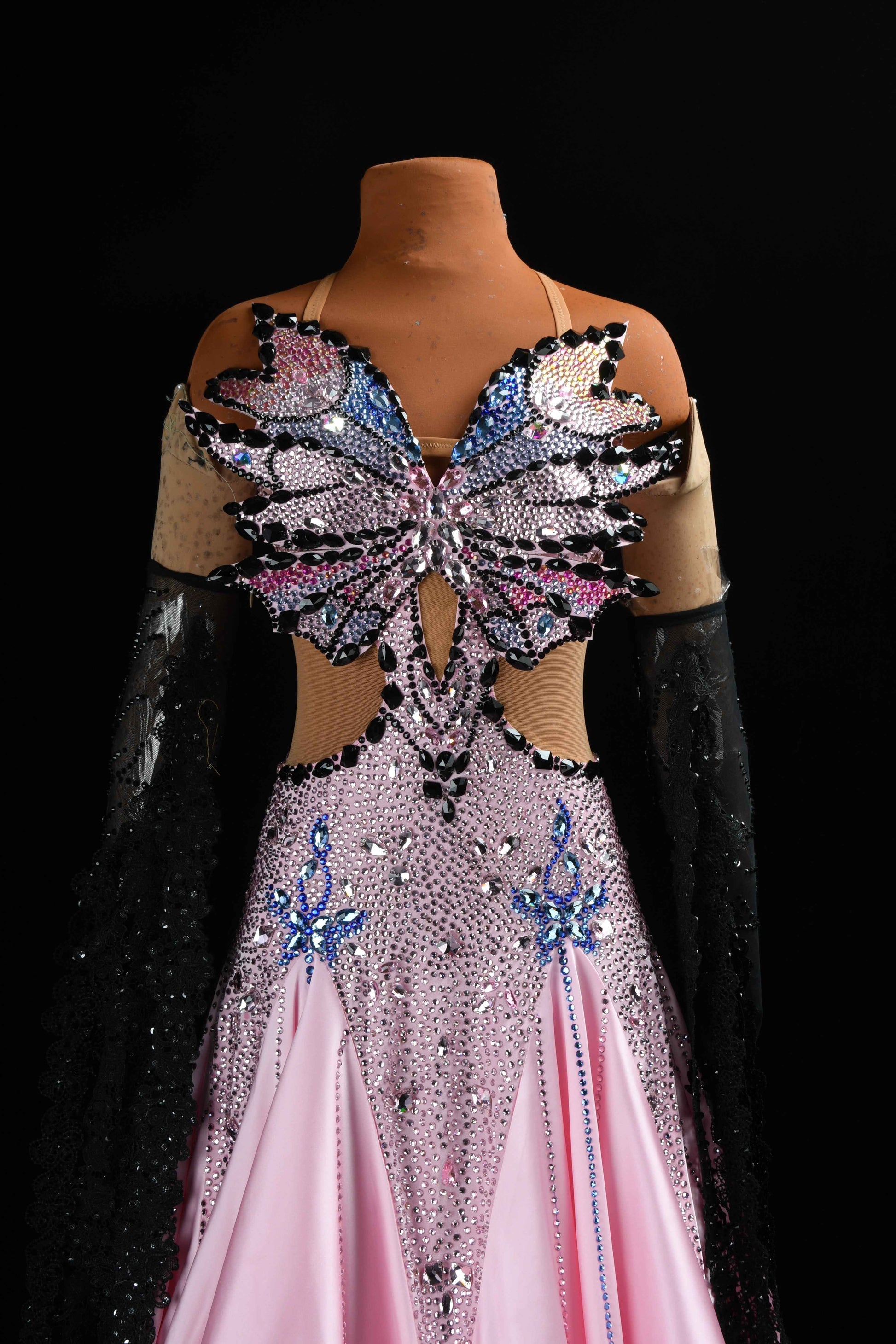 MINEJAS.B449 Pink Butterfly Backless Ballroom Dress