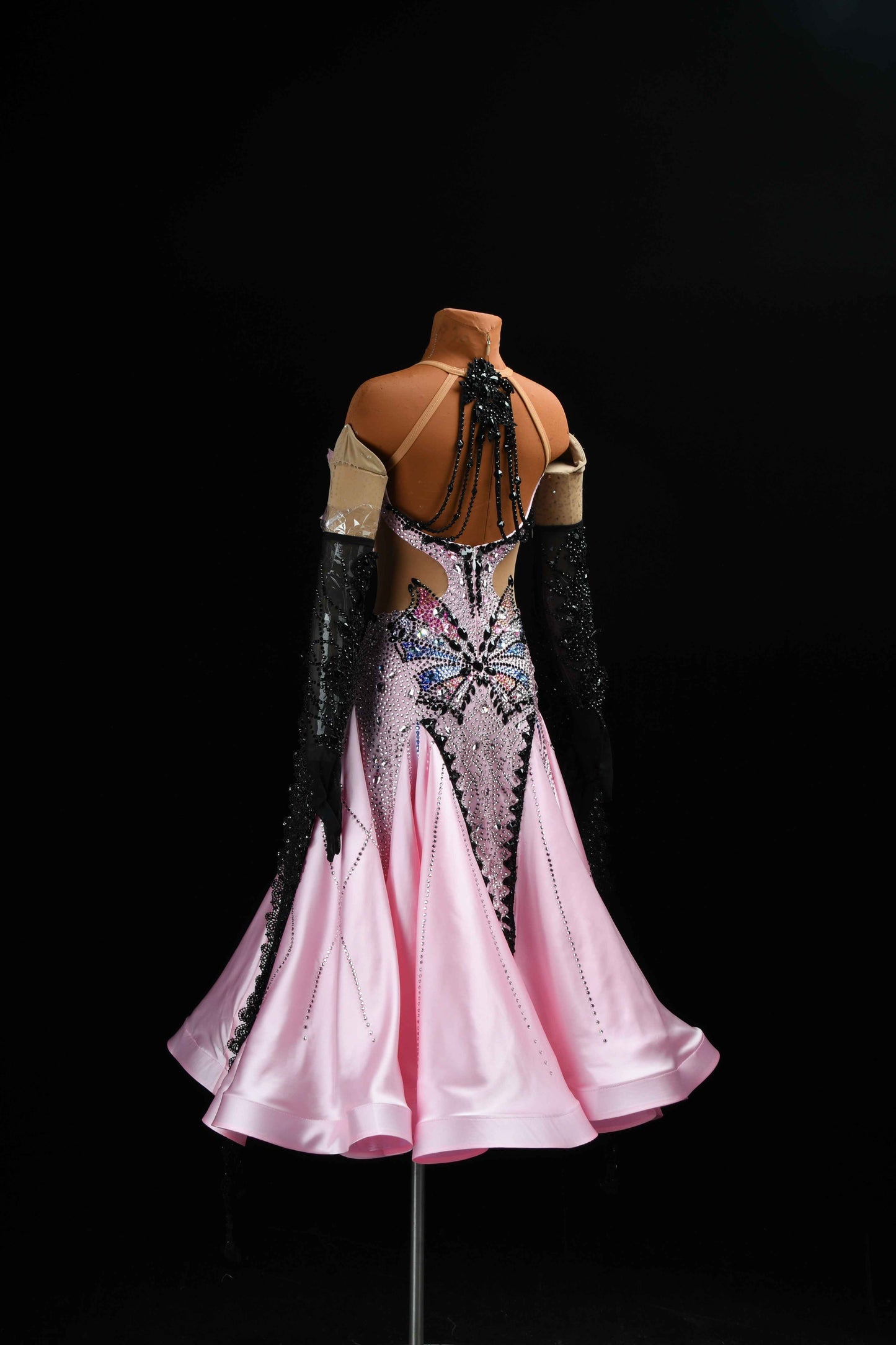 MINEJAS.B449 Pink Butterfly Backless Ballroom Dress