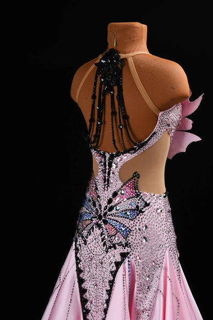 MINEJAS.B449 Pink Butterfly Backless Ballroom Dress