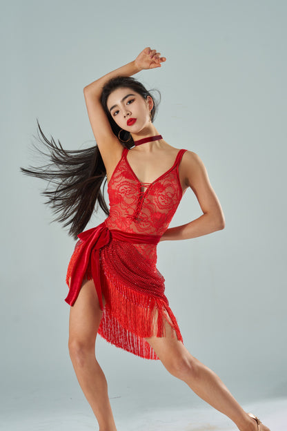 VERNA.VAGY001 Lace Cami Leotard for Latin Dance Women - Mine·Jas