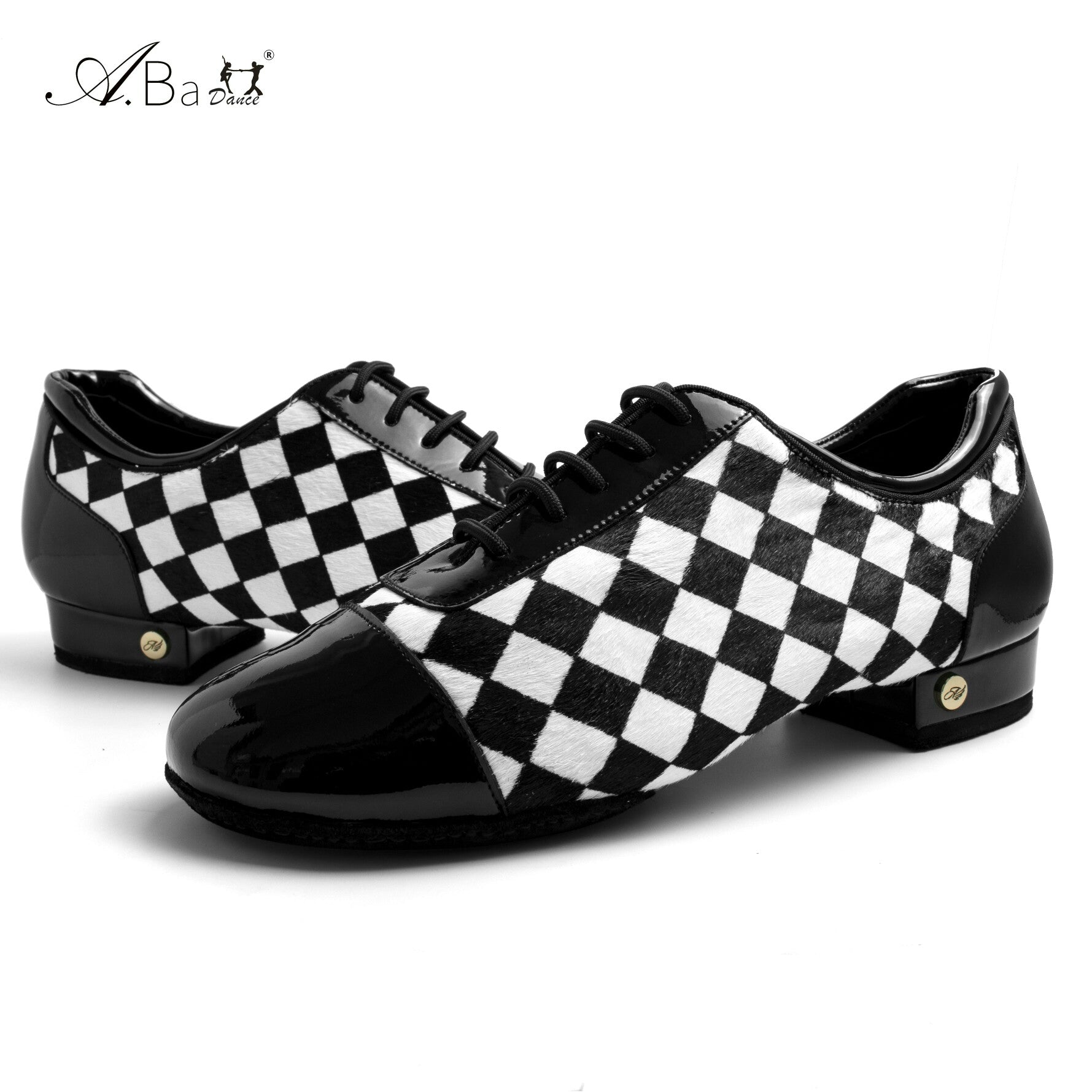 ABA.B011ME Black White Plaid Ballroom Dance Shoes for Performance - Mine·Jas