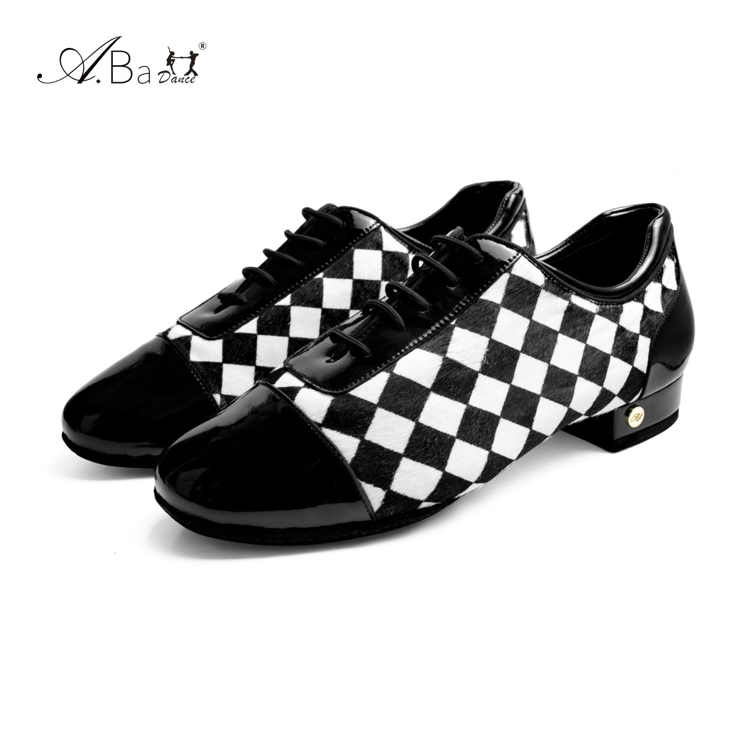 ABA.B011ME Black White Plaid Ballroom Dance Shoes for Performance - Mine·Jas