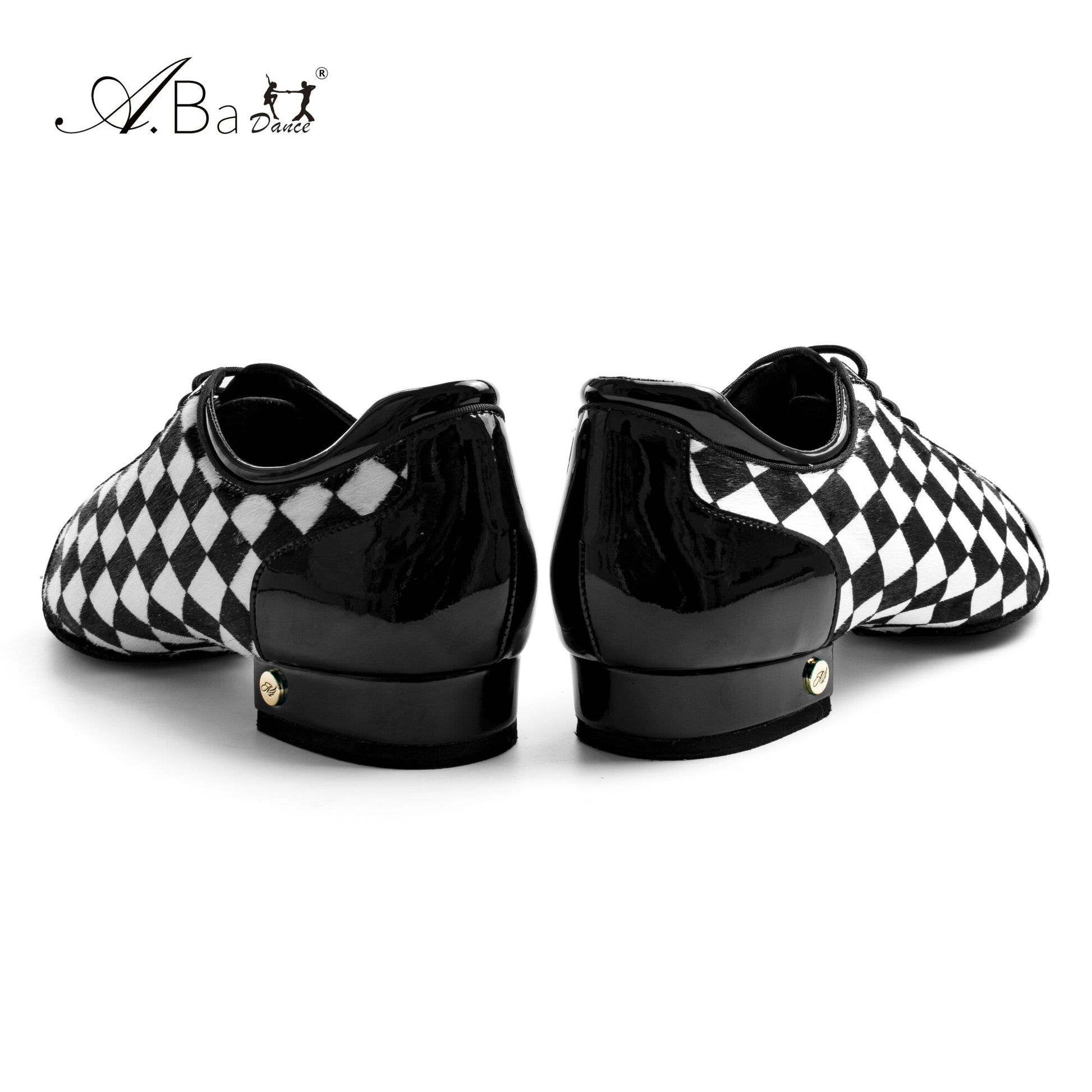 ABA.B011ME Black White Plaid Ballroom Dance Shoes for Performance - Mine·Jas