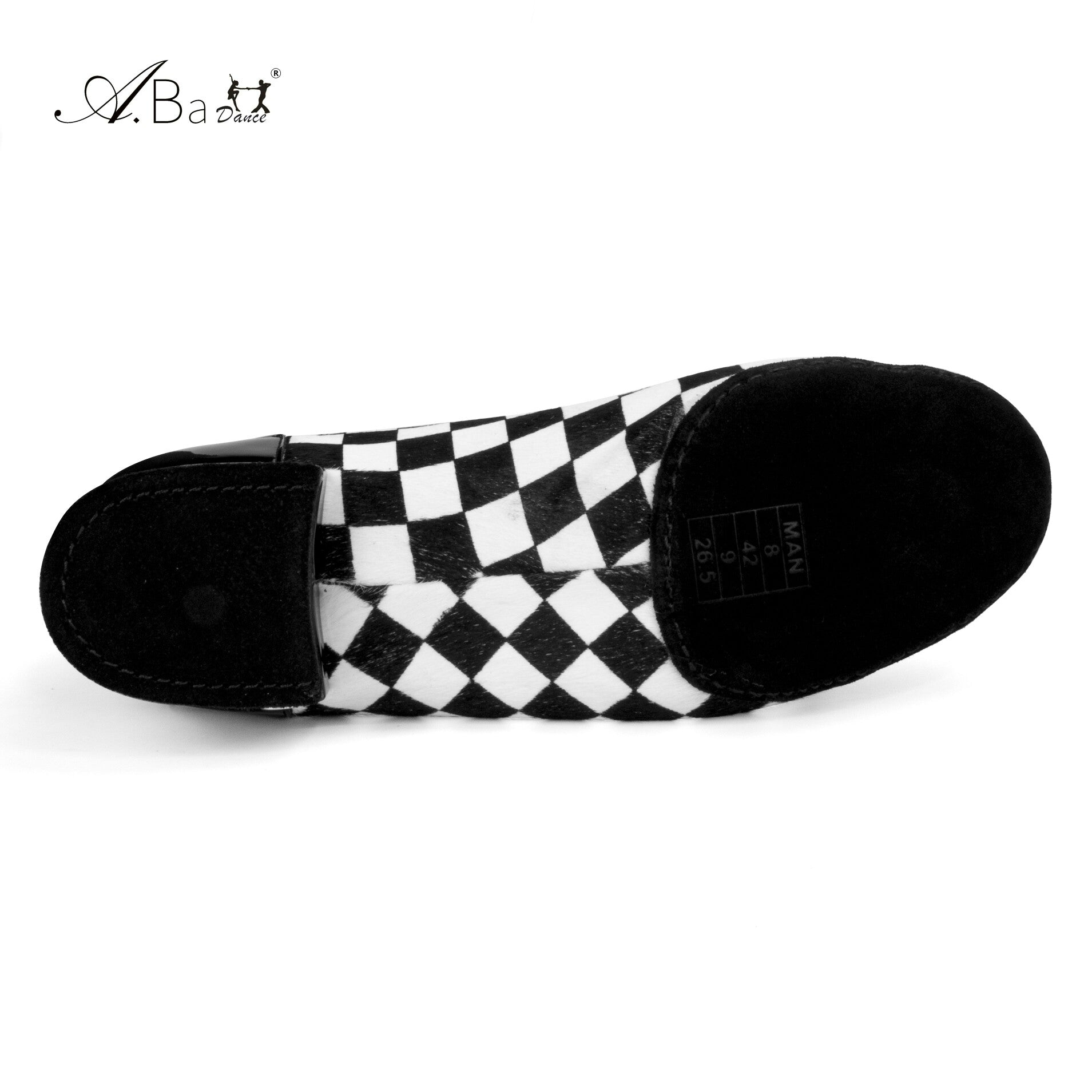 ABA.B011ME Black White Plaid Ballroom Dance Shoes for Performance - Mine·Jas