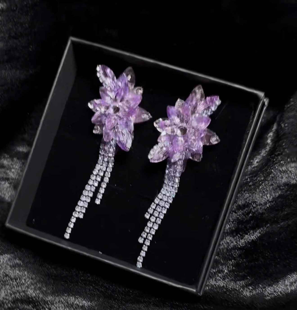Personalized Custom Hand Stitched Crystal Earrings Glam Rhinestone Drop Earrings for Pro Latin Ballroom Dancers