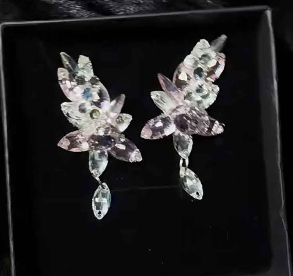 Premium Bespoke Handmade Rhinestone Earrings Bright Crystal Dance Accessories for Latin Ballroom Stage Shows