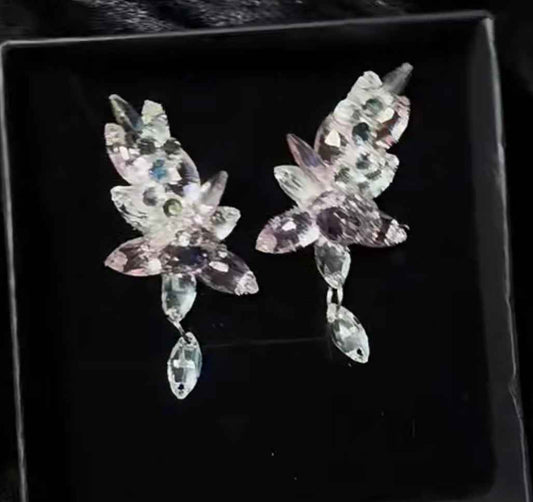 Premium Bespoke Handmade Rhinestone Earrings Bright Crystal Dance Accessories for Latin Ballroom Stage Shows
