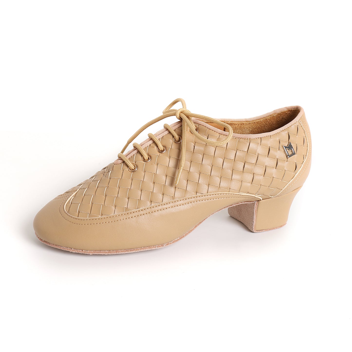 Beige Woven Patchwork Teacher Dance Shoes BY MARINA SERGEEVA