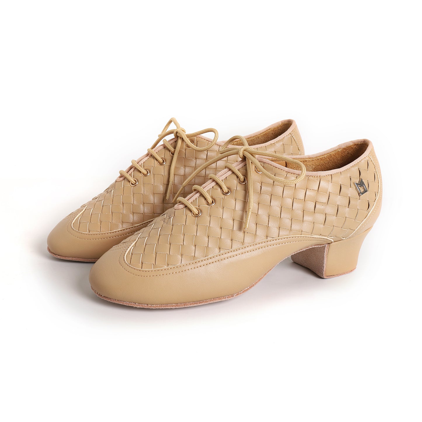 Beige Woven Patchwork Teacher Dance Shoes BY MARINA SERGEEVA