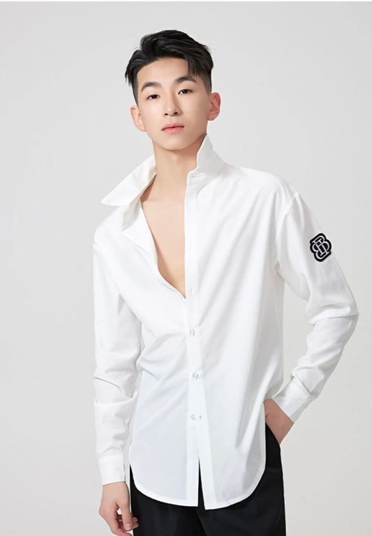 BOBO.L008MTE Men's Professional Latin Dance Shirt – Classic Style - Mine·Jas