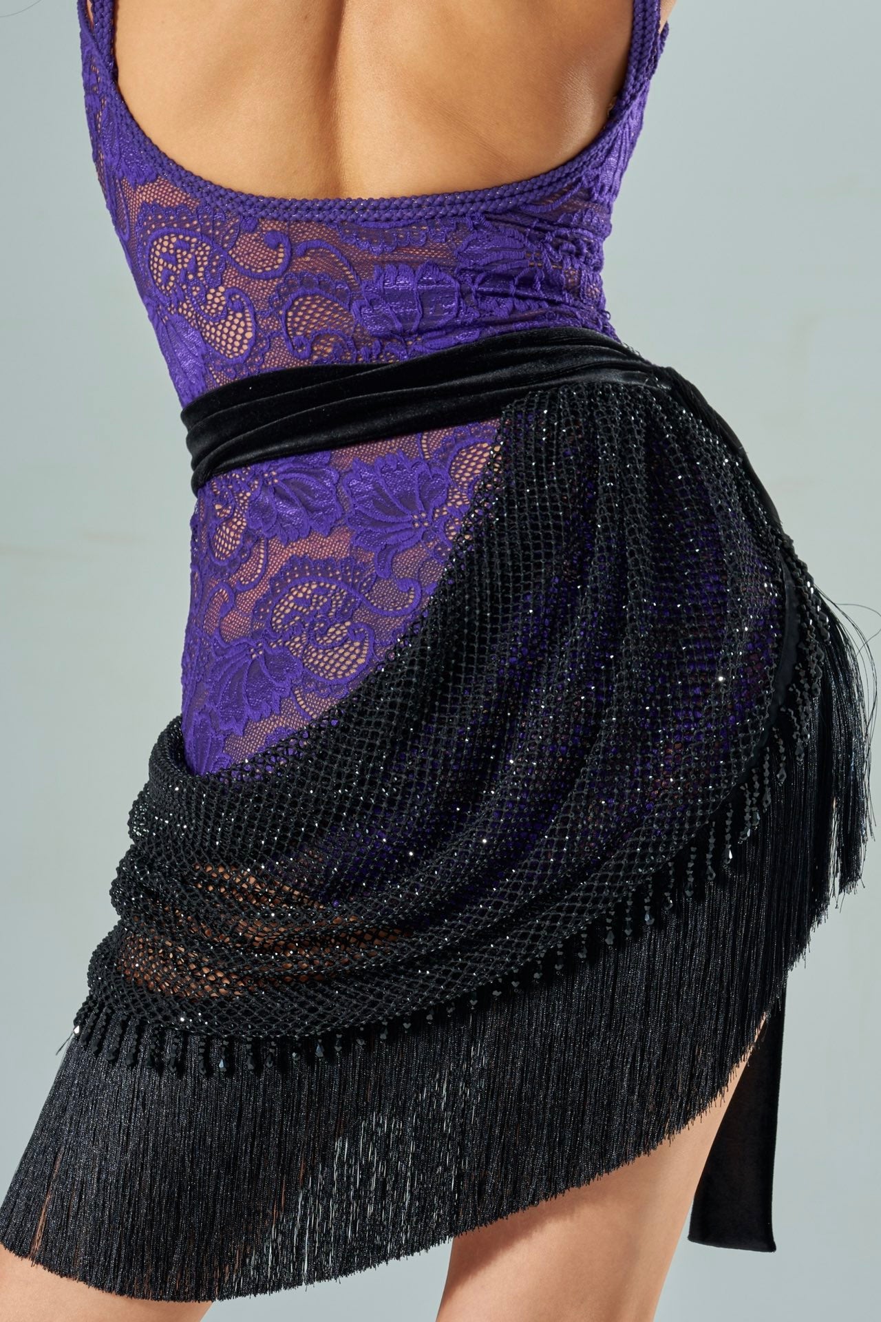 VABGY002 Women’s Tassel Rhinestone Latin Dance Practice Dress with Strappy Back