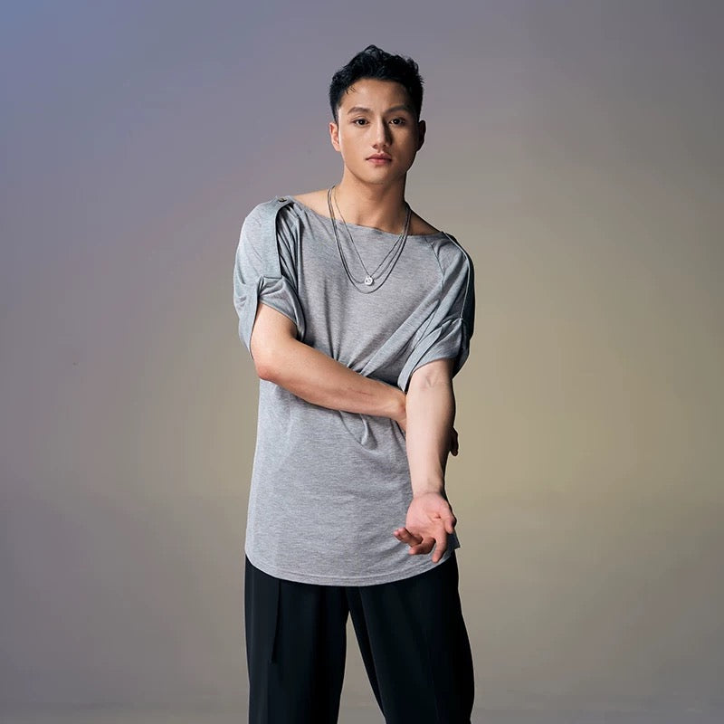 DUYQ.NEW MEN 001 Latin Dance Shirt Training Top for Standard/Social Dancing | Professional Practice Wear
