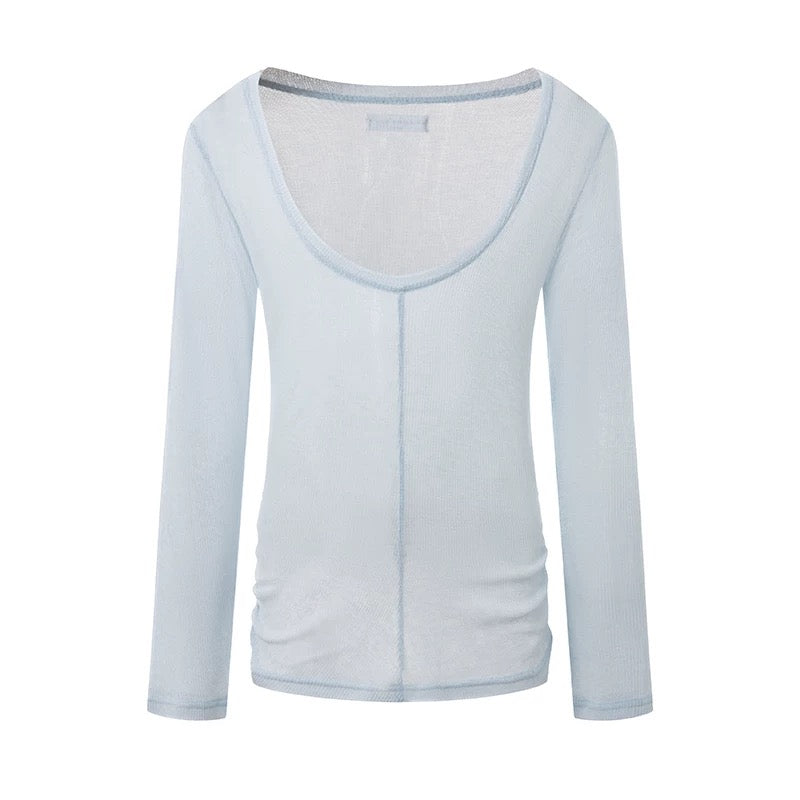 DUYQ.New Men-005 Minimalist Deep U-neck Pullover Top - New Standard Latin Dance Practice Wear