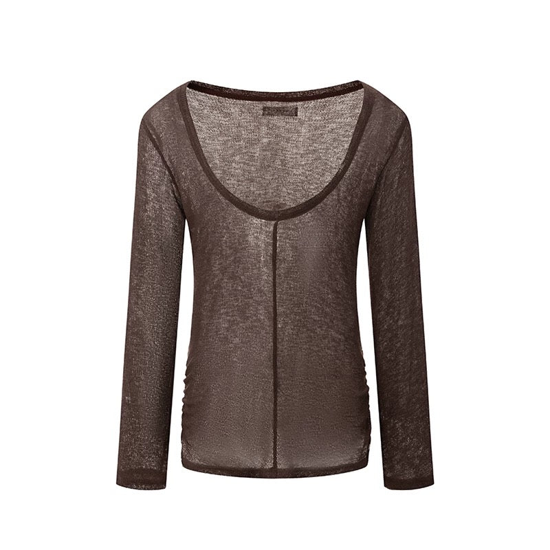 DUYQ.New Men-005 Minimalist Deep U-neck Pullover Top - New Standard Latin Dance Practice Wear