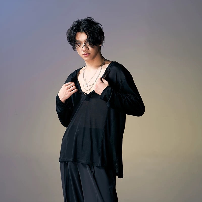 DUYQ.New Men-007 Loose and Comfortable Long-sleeve Top - New Standard Latin Dance Practice Wear