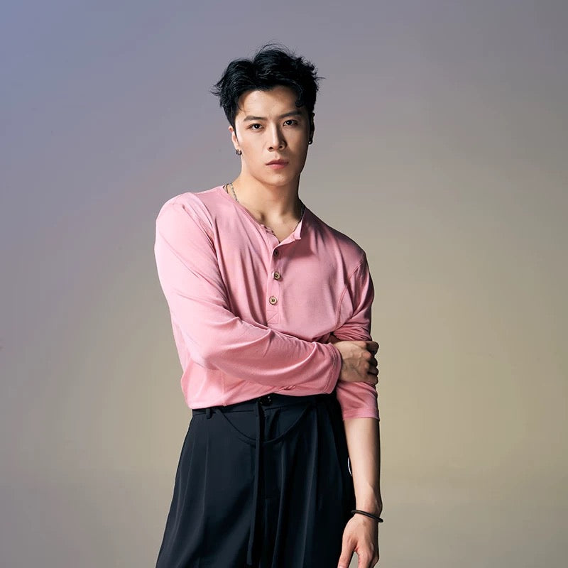 DUYQ.New Men-007 Loose and Comfortable Long-sleeve Top - New Standard Latin Dance Practice Wear