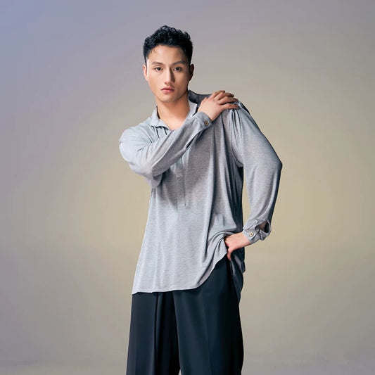 DUYQ.New Men-008 Classic Retro Men's Standard Latin Dance Practice Shirt