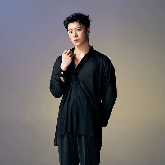 DUYQ.New Men-008 Classic Retro Men's Standard Latin Dance Practice Shirt