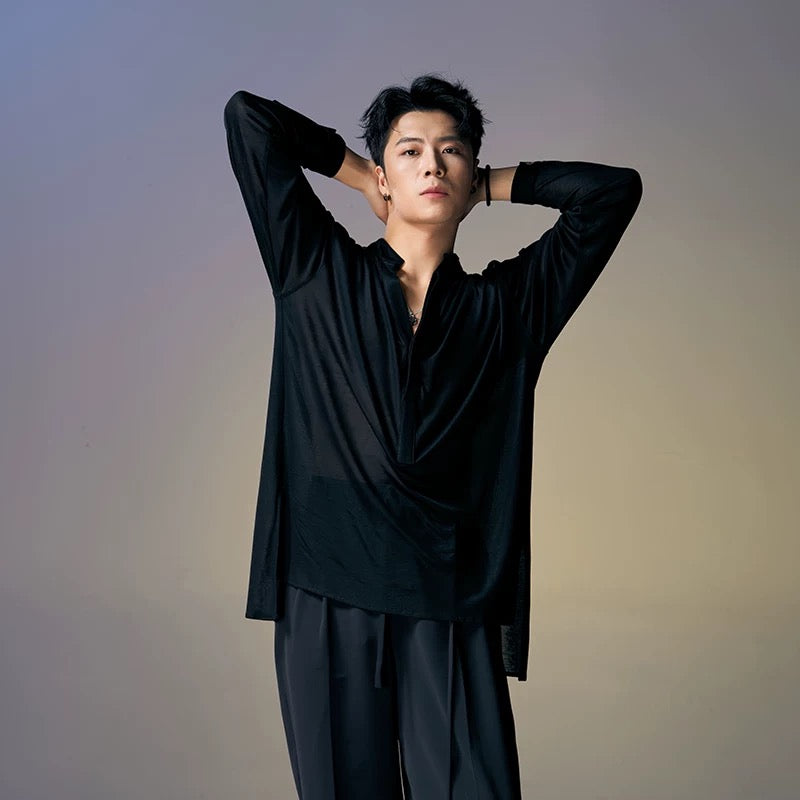 DUYQ.New Men-008 Classic Retro Men's Standard Latin Dance Practice Shirt