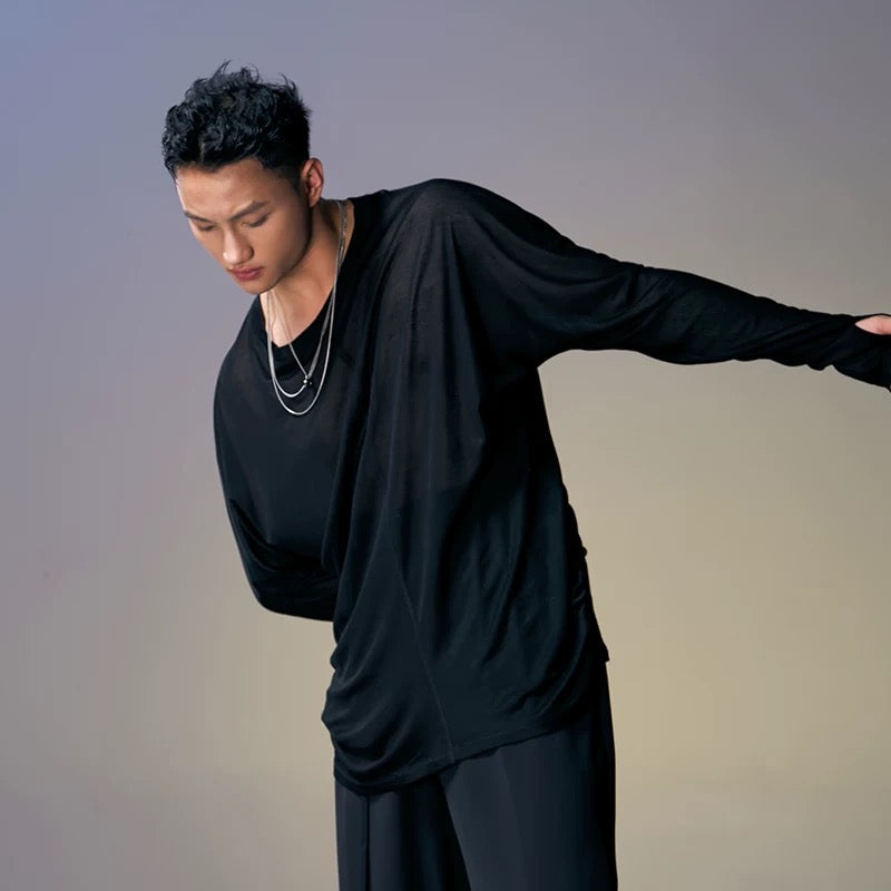 DUYQ.New Men-009 Minimalist One-Button Hook Finger Top - Standard Latin Dance Practice Wear