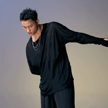 DUYQ.New Men-009 Minimalist One-Button Hook Finger Top - Standard Latin Dance Practice Wear