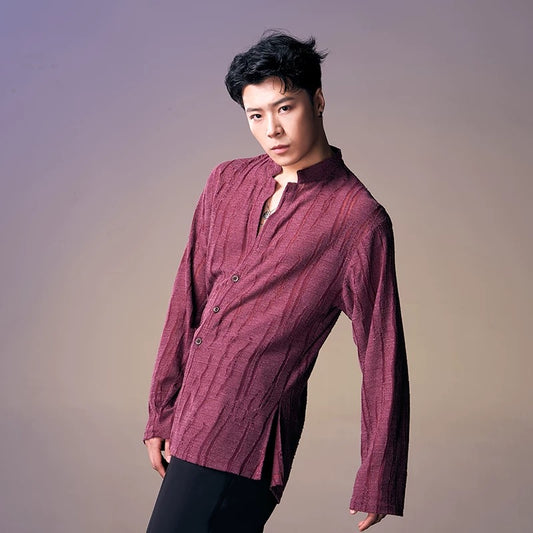 DUYQ.New Men-015 Stylish and Sharp Neutral-style Top - Professional Men's Standard Latin Dance Practice Wear