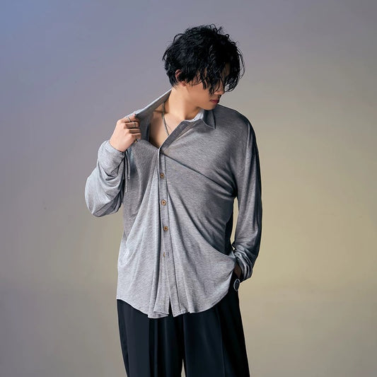 DUYQ.New Men-018 Classic Retro Loose Shirt - Men's Standard Latin Dance Practice Wear