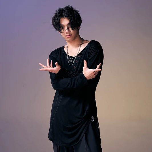 DUYQ.New Men-019 Merino Wool Long-sleeve Top - Ultra-comfortable Professional Latin Dance Practice Wear