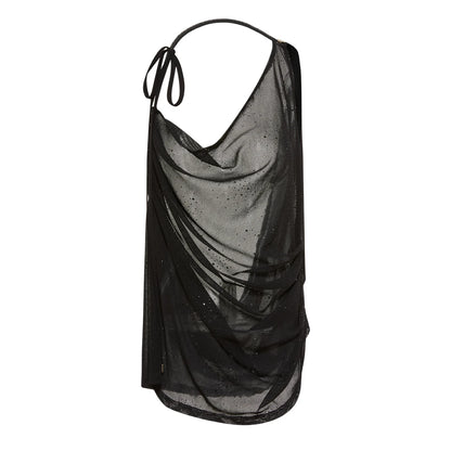 DUYQ welfare single product 026 average size broken diamond mesh swing neck tether top national standard Latin dance suit