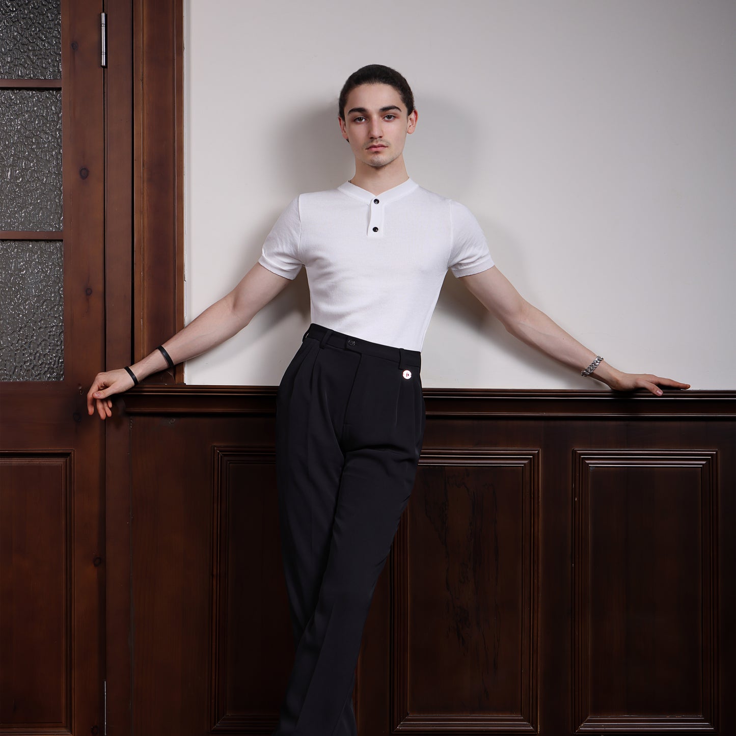 TID-A010  2025 spring and summer new small V-neck short-sleeved top high-end Latin dance practice clothes