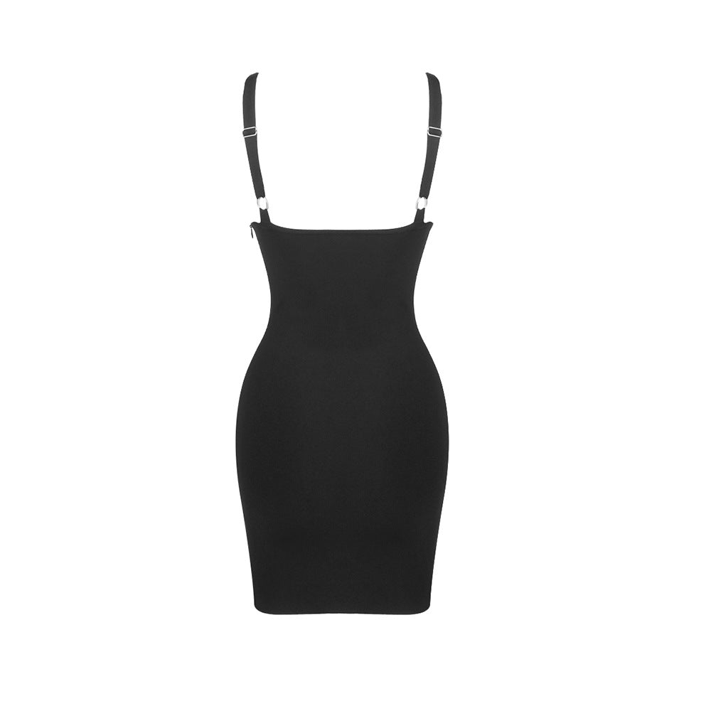 BD2554 Deep V suspender dress - Mine·Jas
