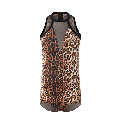 DUYQ children's style "Leopard Hidden Xia Ying" 005 top gymnastics suit girls Latin dance practice suit professional - Mine·Jas