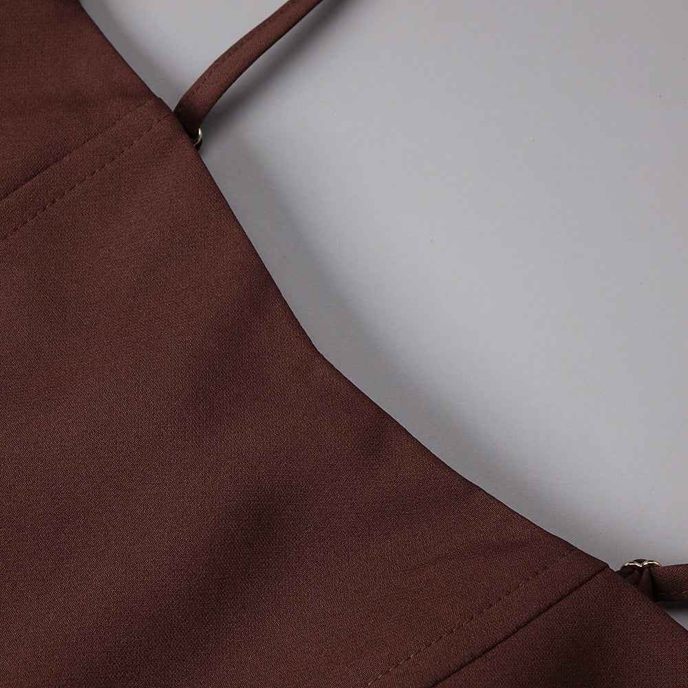 Z0070 Square neck suspender pleated design sleeveless short skirt